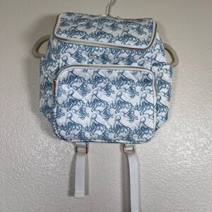 Blue Octopus Print Women’s Backpack - White/Blue